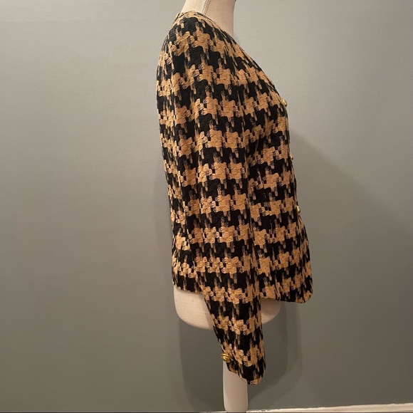 Doncaster Vintage 100% 💯 Woven Silk Jacket Career Blazer Black Gold Lined 8 - Picture 3 of 12